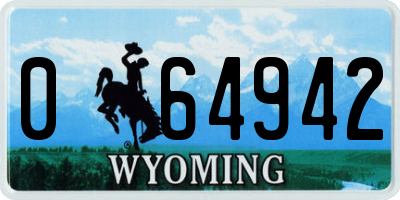 WY license plate 064942