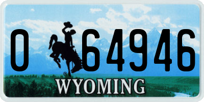 WY license plate 064946