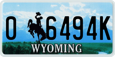 WY license plate 06494K