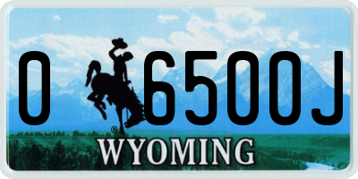 WY license plate 06500J