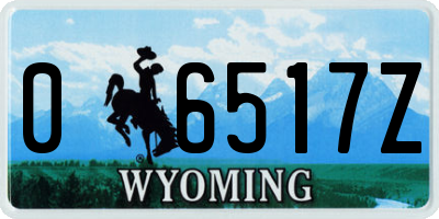 WY license plate 06517Z