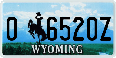 WY license plate 06520Z