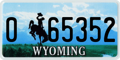 WY license plate 065352