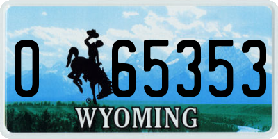 WY license plate 065353