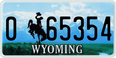 WY license plate 065354