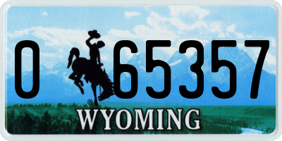 WY license plate 065357