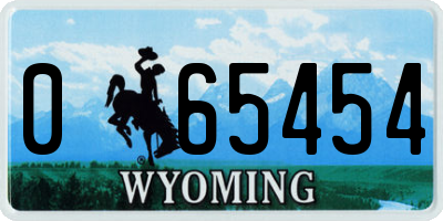 WY license plate 065454