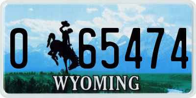 WY license plate 065474