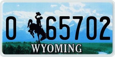 WY license plate 065702