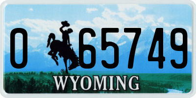 WY license plate 065749