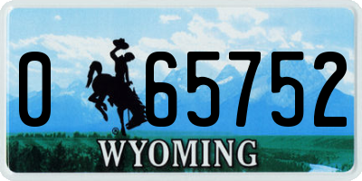 WY license plate 065752