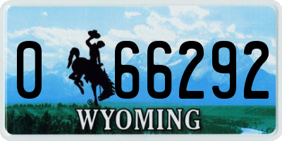 WY license plate 066292