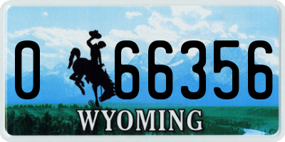 WY license plate 066356