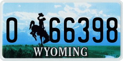 WY license plate 066398