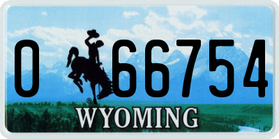 WY license plate 066754