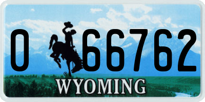 WY license plate 066762