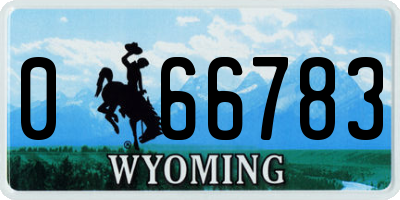 WY license plate 066783