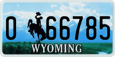 WY license plate 066785