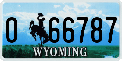 WY license plate 066787