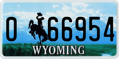 WY license plate 066954