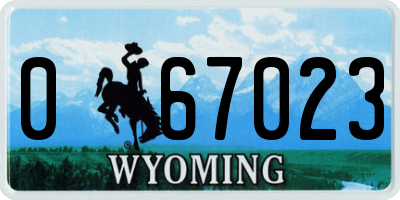 WY license plate 067023