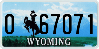 WY license plate 067071