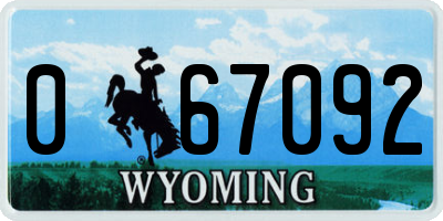 WY license plate 067092