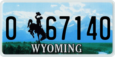 WY license plate 067140
