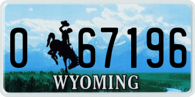 WY license plate 067196