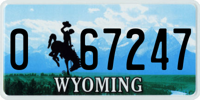 WY license plate 067247
