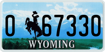 WY license plate 067330