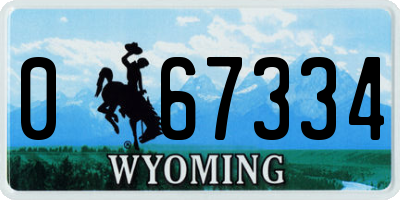 WY license plate 067334