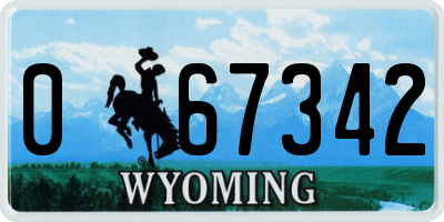 WY license plate 067342