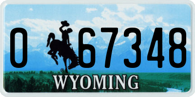 WY license plate 067348