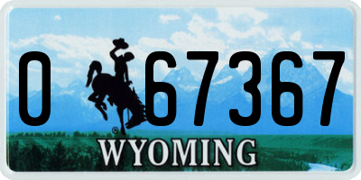 WY license plate 067367