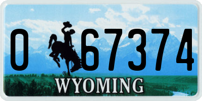 WY license plate 067374