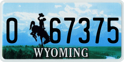 WY license plate 067375