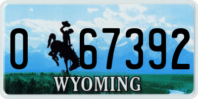 WY license plate 067392