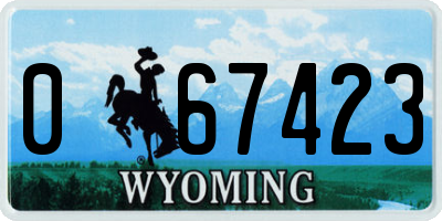 WY license plate 067423
