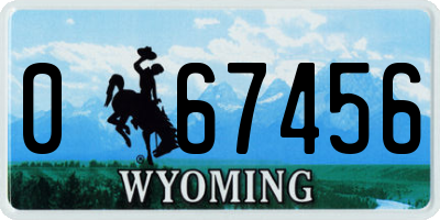 WY license plate 067456