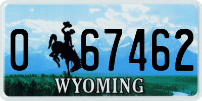 WY license plate 067462