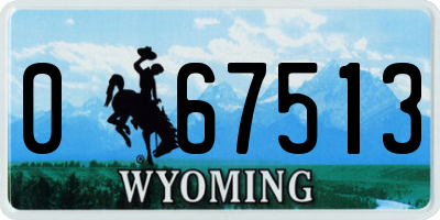 WY license plate 067513