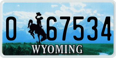WY license plate 067534