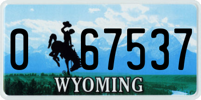 WY license plate 067537