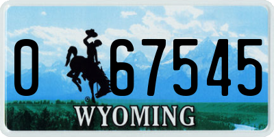 WY license plate 067545