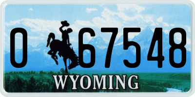 WY license plate 067548