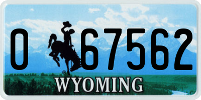 WY license plate 067562