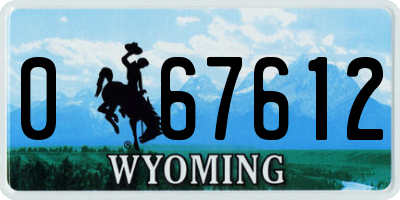 WY license plate 067612