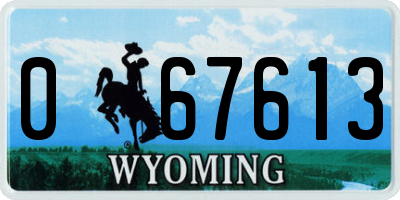 WY license plate 067613