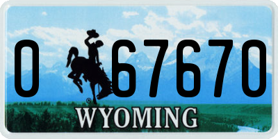 WY license plate 067670